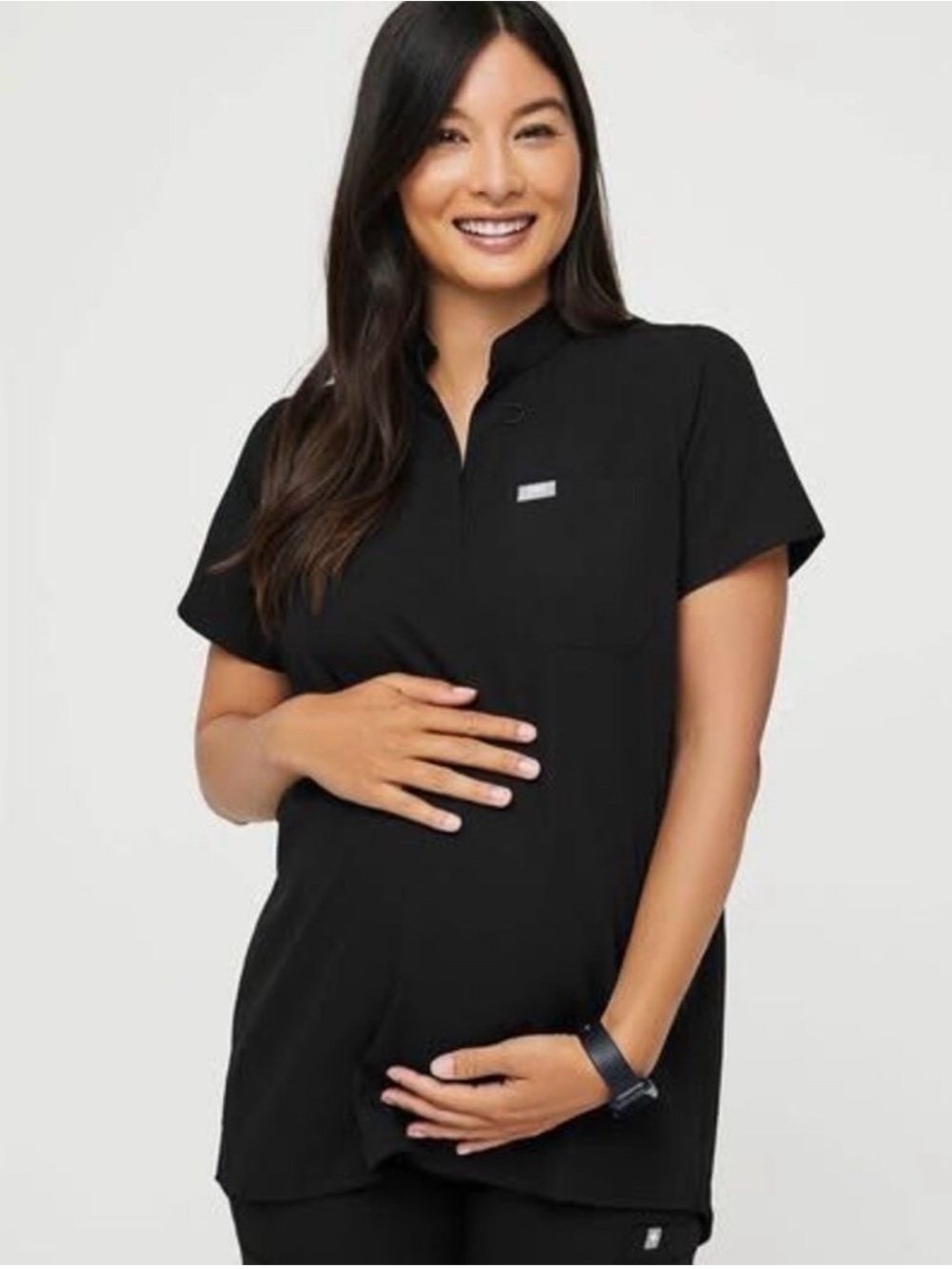 FIGS Kitale Maternity Scrub Top in Black Size Large